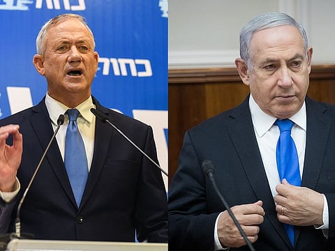 Former General Benny Gantz (left) and Israeli Prime Minister Benjamin Netanyahu.