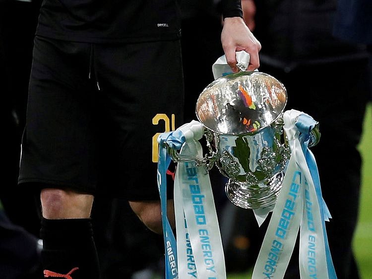 Manchester City's David Silva with the Carabao Cup