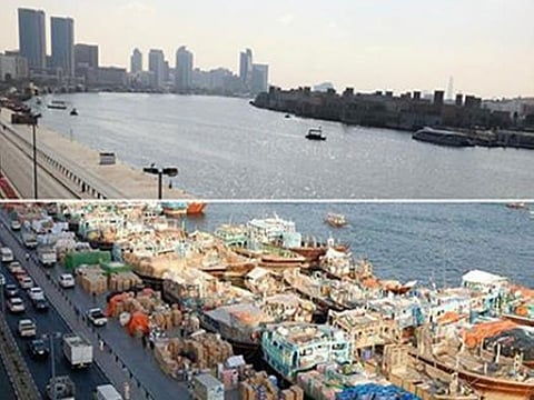 This is the viral 'before and after' photo that was being shared and forwarded via social media channels in the UAE. The photo was being shared to portray the seemingly negative effect of COVID-19 on Dubai's maritime trade, which was later rubbished by the media office in Dubai