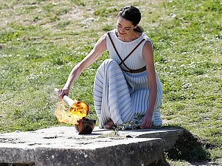 Photos: Flame for 2020 Tokyo Olympics lit in Greece amid coronavirus lockdown