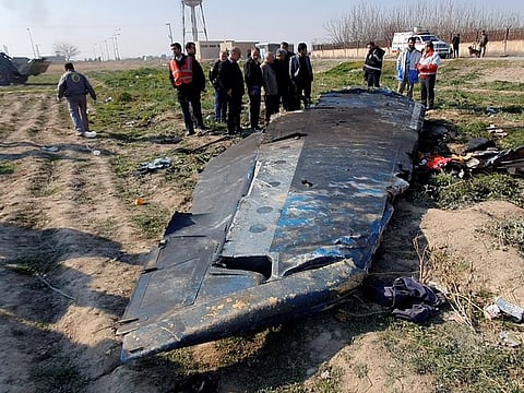 General view of the debris of the Ukraine International Airlines, flight PS752, Boeing 737-800 plane that crashed after take-off from Iran's Imam Khomeini airport, on the outskirts of Tehran, Iran, January 8, 2020.