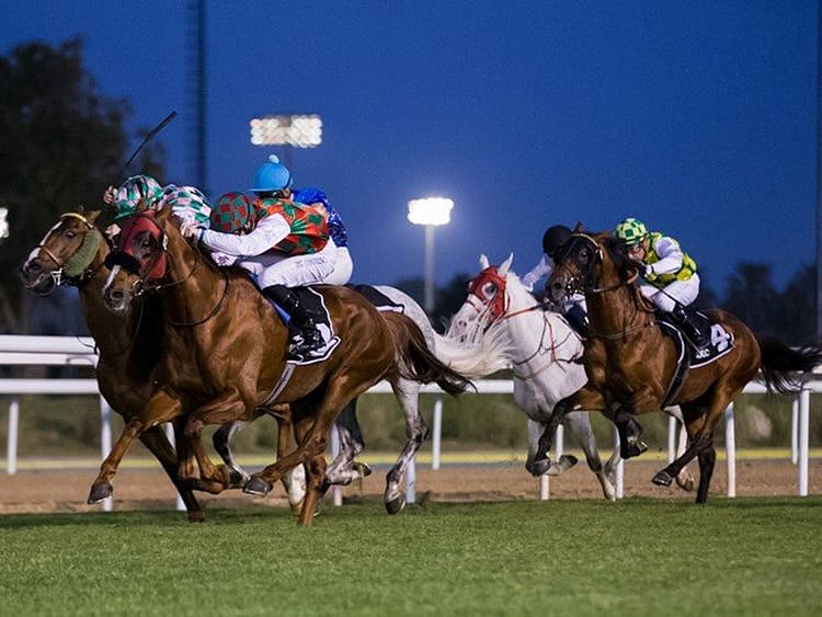 Somoud, ridden by Pat Cosgrave, wins in Abu Dhabi