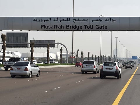 View of the Musaffah Bridge toll gate Abu Dhabi Photo; Atiq Ur Rehman /Gulf News