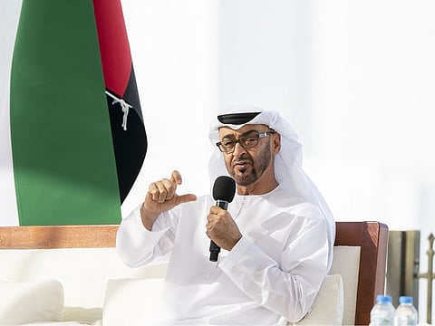File image: Sheikh Mohamed bin Zayed Al Nahyan, Crown Prince of Abu Dhabi and Deputy Supreme Commander of the UAE Armed Forces, delivers a speech about the UAE’s COVID-19 response.