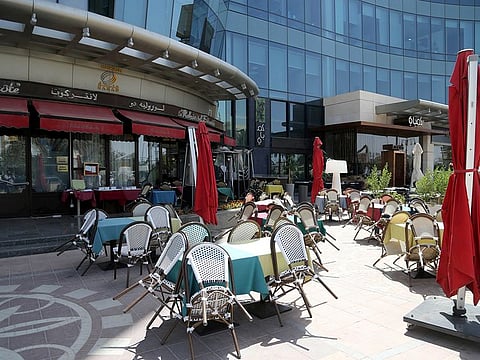 A coffee shop is seen empty of customers after Saudi Arabia's decision to ban gatherings, following the outbreak of coronavirus, in Riyadh. 