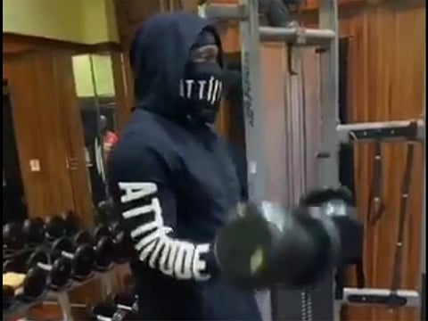 Chris Gayle works out in his video