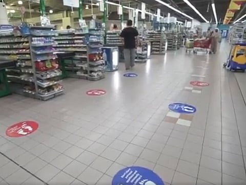 Supermarkets and shops across the emirates have implemented a series of measures to encourage social distancing in public areas as part of the government’s efforts to prevent the spread of the coronavirus COVID-19.