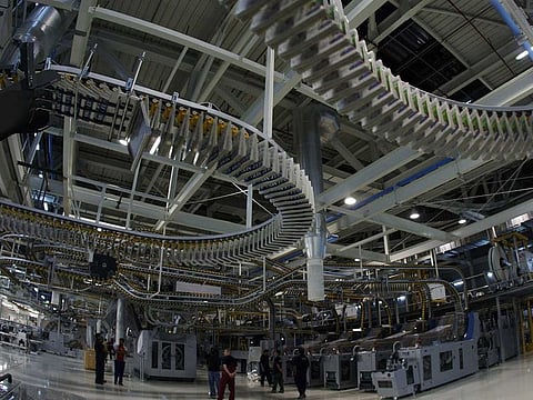 Image of Gulf News printing press. The newspaper continues to print and distribute copies to subscribers and major markets as usual.