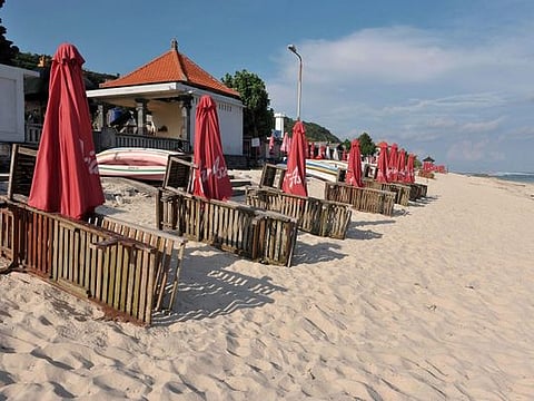 General view of an empty beach that has been closed amid the coronavirus disease (COVID-19) outbreak spreading in Badung, Bali Province, Indonesia March 21, 2020 