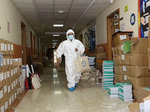 UAE school deliveries in hazmat suits