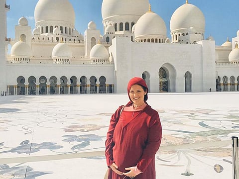 Hannah O'Reilly seen here at Sheikh Zayed Grand Mosque 