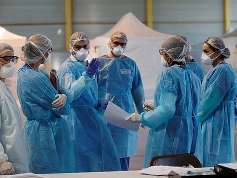 Picture for illustrative purposes: Medical staff, wearing personal protective equipment (PPEs) protective suits and face masks to tackle COVID-19 