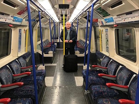 Normally, London Underground tube trains are crowded. Here, Gulf News Foreign Correspondent Mick O’Reilly has an entire carriage to himself.