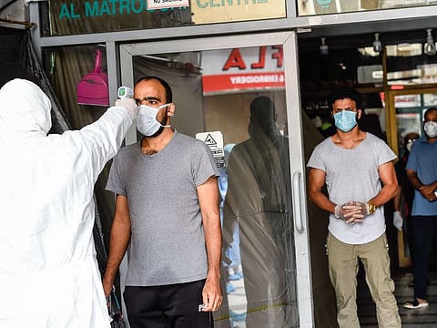 A team of doctor, nuses and paramedics from Aster Clinic in association with Dubai Healthcare city testing residents of Naif area in Deira  on Sunday 29 March 2020. Photo: Virendra Saklani/Gulf News