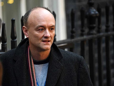 Dominic Cummings, senior adviser to Britain's Prime Minister Boris Johnson, stands in Downing Street in London on December 13, 2019. Cummings is the latest senior government figure to show symptoms of the new coronavirus.