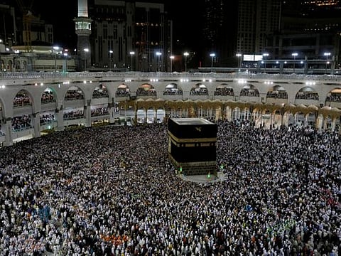 In this file image, Muslim pilgrims circle the Kaaba and pray at the Grand mosque at the end of their Haj pilgrimage in the holy city of Mecca, Saudi Arabia August 13, 2019. 