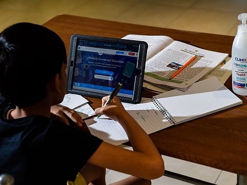 A student e-learning from his home. Photo: Virendra Saklani/Gulf News