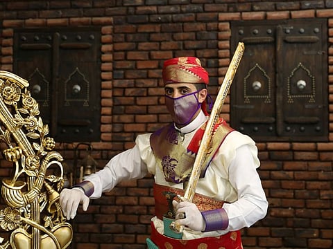 A bridegroom poses for a photo as he wears a protective face mask at his wedding day amid concerns of any possible spread of the coronavirus  in Sana'a. Yemen is still free of coronavirus..