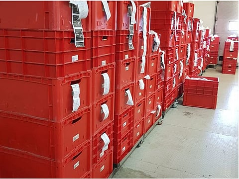 All sealed and to be delivered... Fitting in delivery schedules is now a key issue retailers are grappling with to ensure smooth transactions. Picture here are cartons at a LuLu logistics centre.  