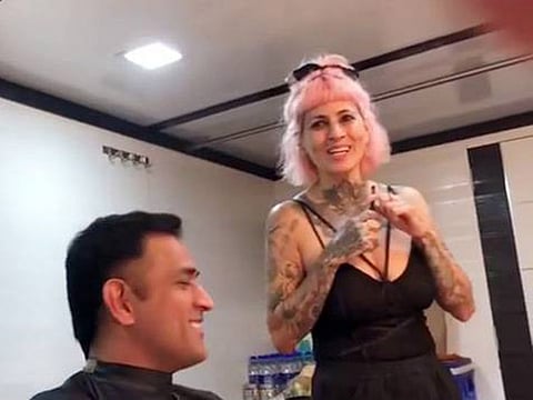 MS Dhoni with make-up artist Sapna Bhavnani