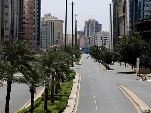 A picture shows an empty street in the holy city of Mecca on April 3.
