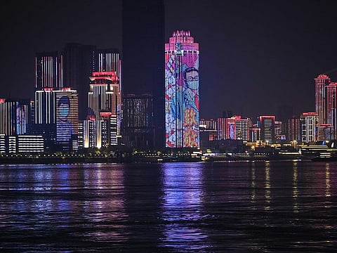 A general view of residential and commercial buildings near Yangtze River is pictured in the city of Wuhan, in China's central Hubei province on April 6, 2020.