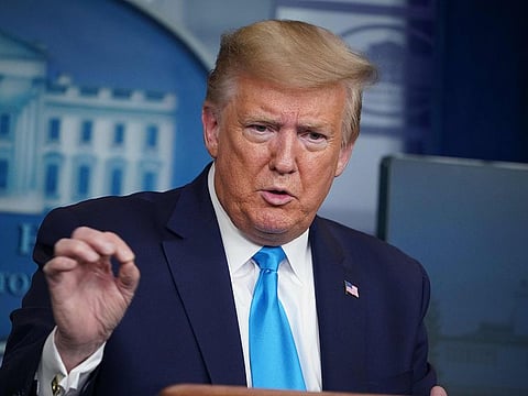 US President Donald Trump speaks during the daily briefing on the novel coronavirus, COVID-19, in the Brady Briefing Room at the White House on April 7, 2020, in Washington, DC. 