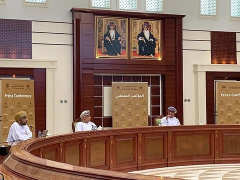 Oman health minister during a press conference.