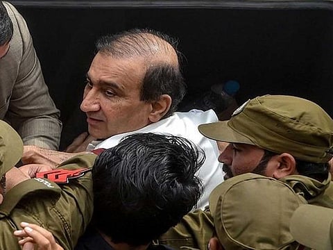 Pakistani media mogul Mir Shakilur Rehman in custody of police after his detention was extended. Photo courtesy Geo Tv.