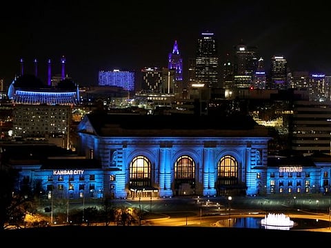 Coronavirus: Bathed in blue in support of COVID-19 front-line workers in US