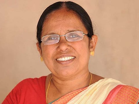 Kerala Health Minister K.K. Shailaja (second from left) holds a meeting with officials to discuss ways of tackling coronavirus.