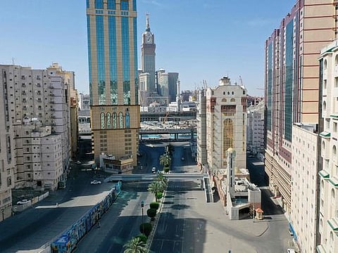 Illustrative purposes: An aerial view shows deserted streets in Mecca on April 8, 2020