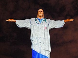Brazil's Christ the Redeemer lit up to honour medical workers around the world