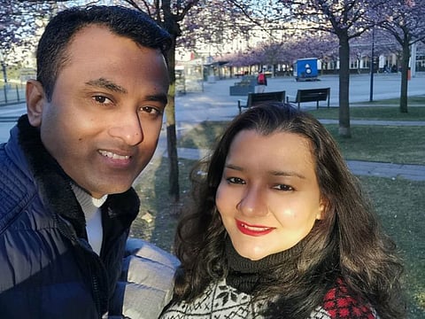 Pradeep Nair and Kajal Pradeep Bhatia in Stockholm, Sweden