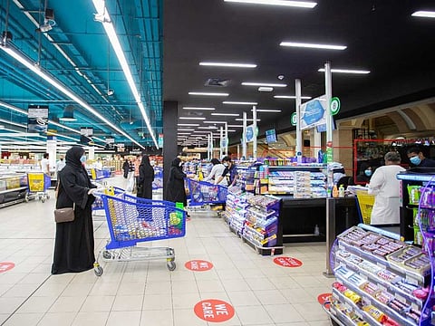 Union Cooperative markets in Dubai ensure social distancing.
