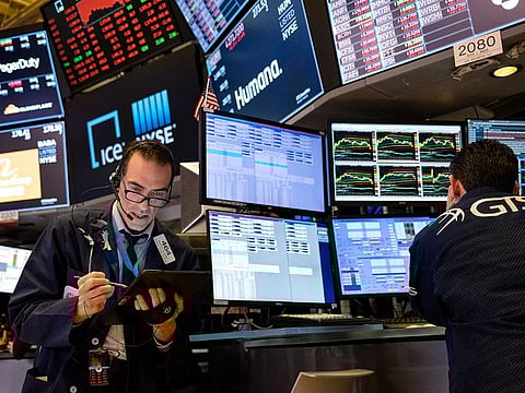 A scene on the trading floor of the New York Stock Exchange.