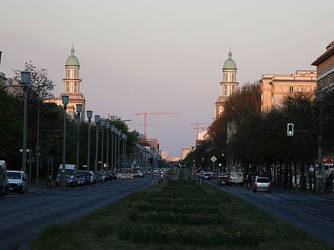 A general view of the Frankfurter Tor, as the spread of the coronavirus disease (COVID-19) continues in Berlin,  Germany, April 18, 2020. 