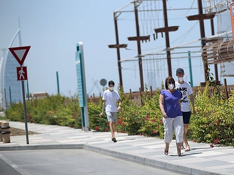 Dubai residents finally get a chance to get some sun, sand and exercise on the first day of Ramadan after Dubai authorities lift movement restrictions caused by the Cover 19. Picture taken on 24th April, 2020. Photo Clint Egbert/Gulf News