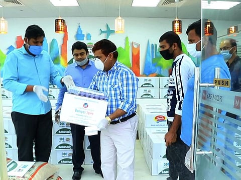 The volunteers at work