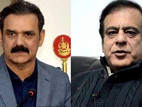 Senator Shibli Faraz (right) has been appointed as the new information minister of Pakistan while Lt General (retired) Asim Bajwa will be special assistant to Prime Minister on Information.  Photo courtesy Geo Tv