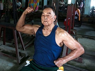 Ripped not RIP'd: Myanmar's former 'Mr Burma' still pumping iron at 91