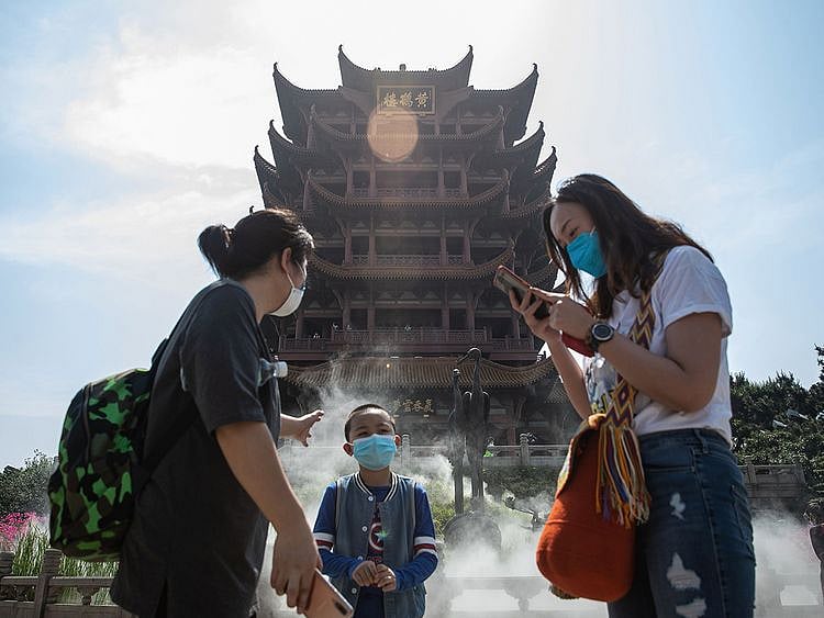 People visit Yellow Crane Tower