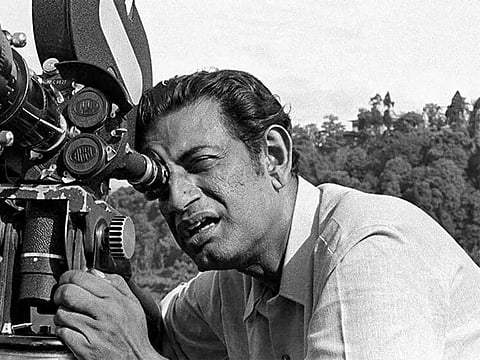 Master at work: Satyajit Ray during location shooting of one of his earlier films.