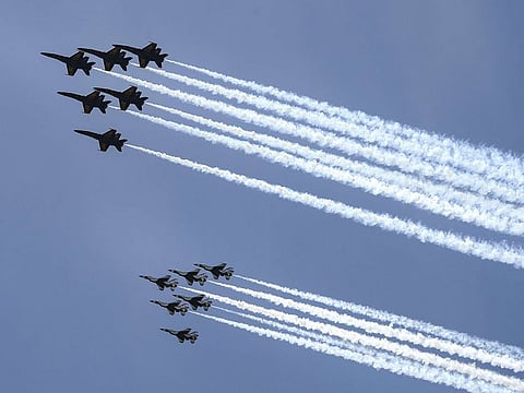 Military jets fly over US cities 
