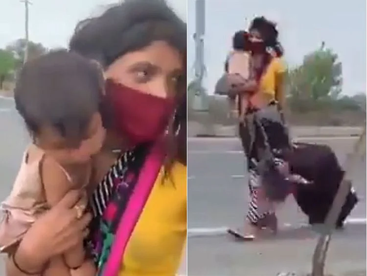 Viral video shows poor migrant labourer walking 1200 kms 