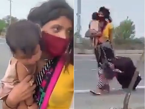 Viral video shows poor Indian migrant labourer walking 1200kms 