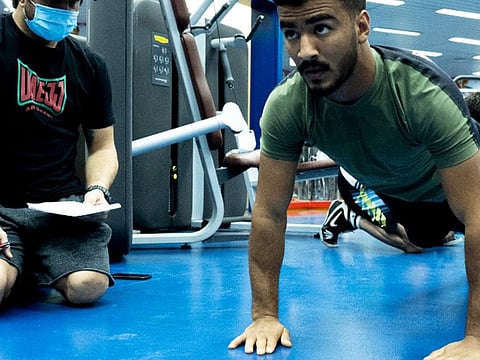 A member of the UAE jiu-jitsu team goes through the paces during the closed door training session.