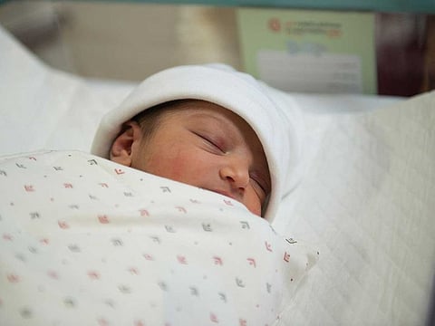 A baby boy born to a COVID-19 positive mother at a private hospital in Dubai.