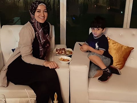 Dr Yousra Haikal with her son Omar Younes, aged five