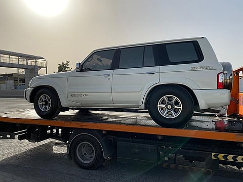 One of the vehicles used in a stunt driving incident confiscated by police.